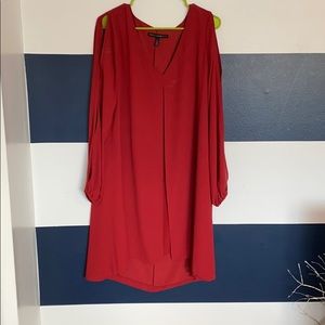 Red dress. Formal or work.